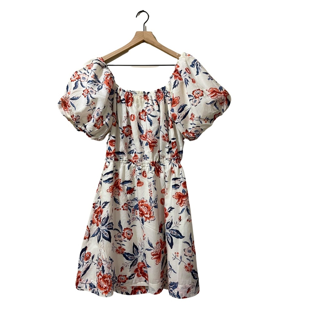 NWT Lucky Brand Puff Sleeve Floral Print Cut-Out Flare Dress Size Small